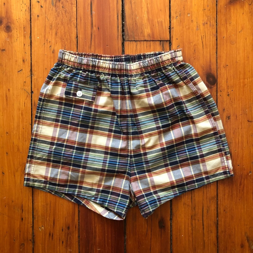 Vintage 1960s Madras Plaid Shorts/Swim Trunks